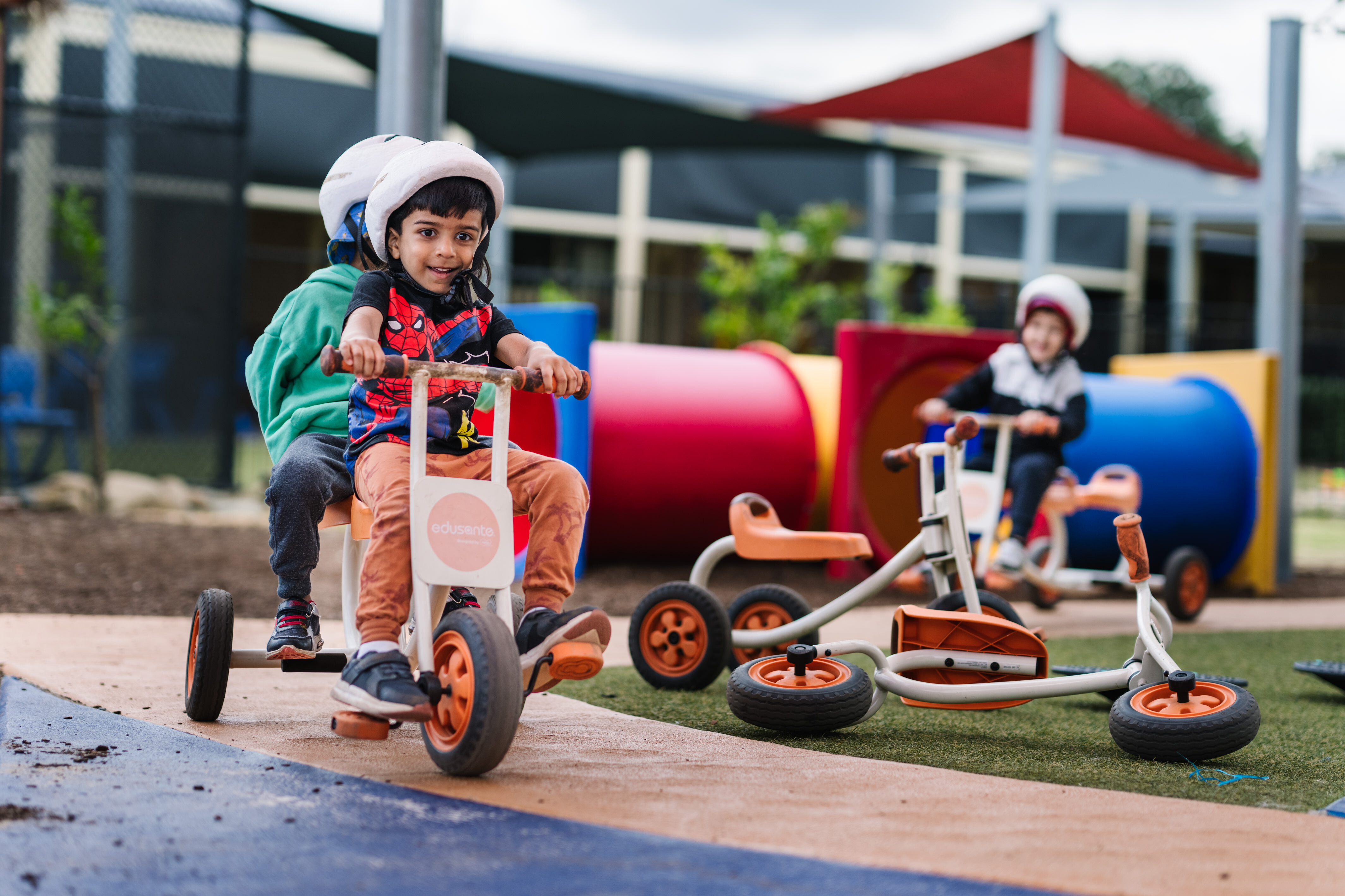 Children riding bikes