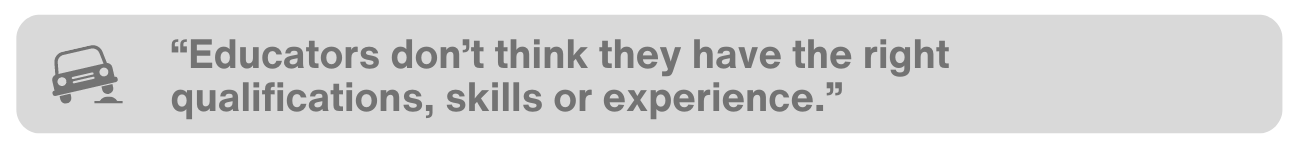 Educators don't think they have the right qualifications, skills or experience